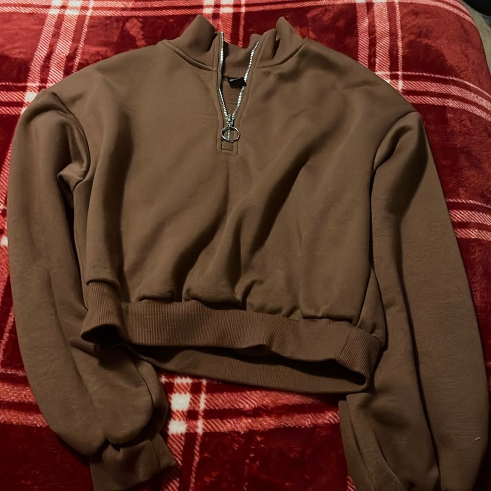 Shein Brown Cropped Sweatshirt